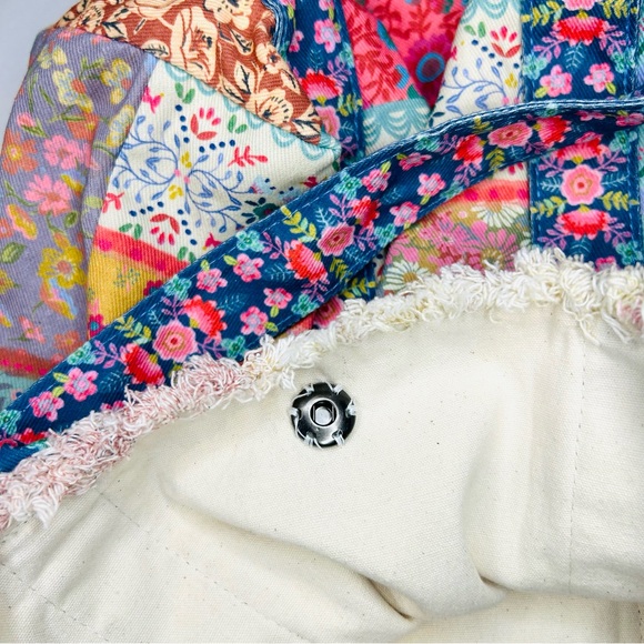 Natural Life Patchwork Tote Bag 109% Cotton Colorful Floral Print Hippie Boho - Picture 6 of 9